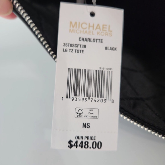Michael Kors Black Tote with Signature MK Print - Picture 6 of 6